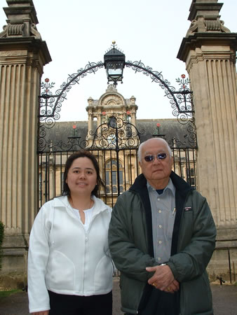 Master Yap and Angela Ang at the University gates. If your name is not down you're not coming in!