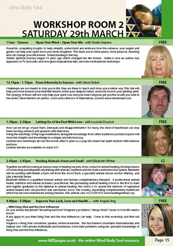 The seminar listing in the show program. Doesn't Elizabeth Whiter have the most beautiful smile? > Rising Dragon Feng Shui The seminar listing in the show program. Doesn't Elizabeth Whiter have the most beautiful smile?