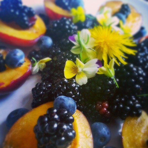 Flowers and fruit salad