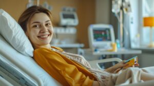 Smiling Woman Holding Credit Card Reclining on Modern Hospital B > Rising Dragon Feng Shui